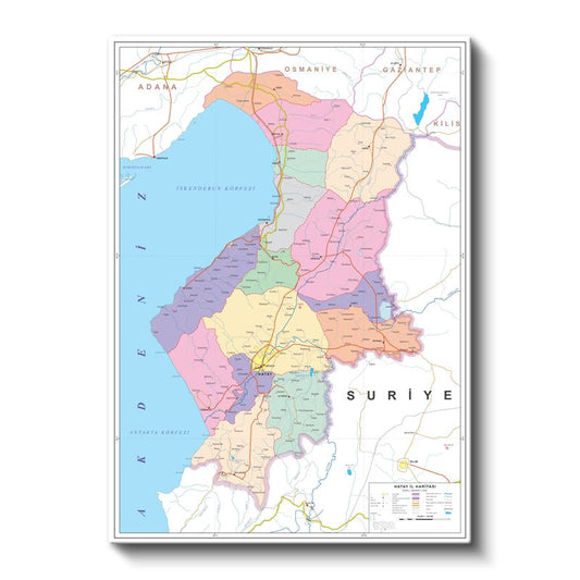 Hatay - İl Haritası Kanvas Tablo