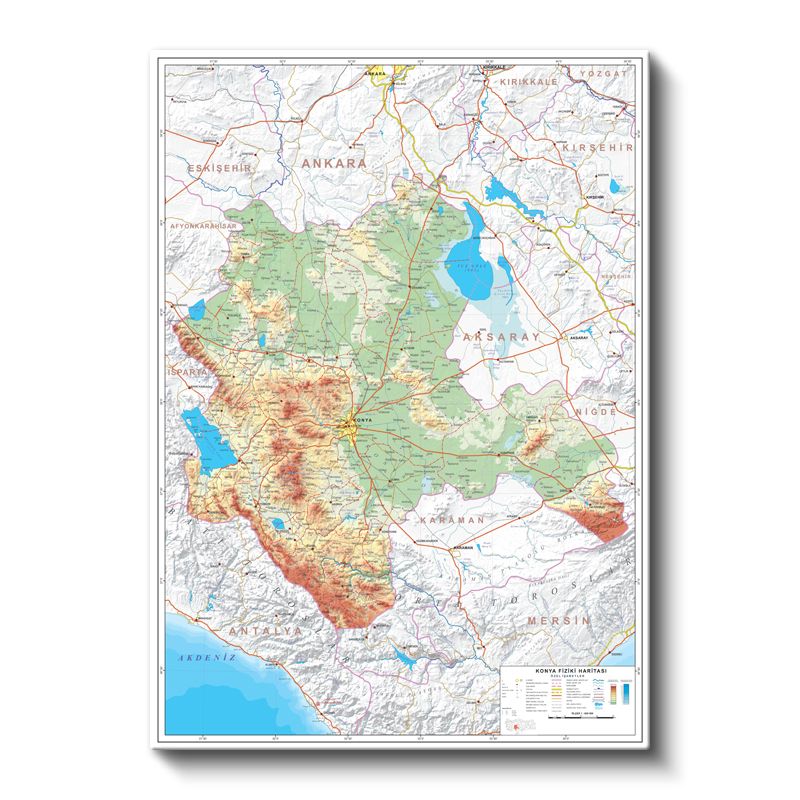 Konya - Fiziki Haritası Kanvas Tablo