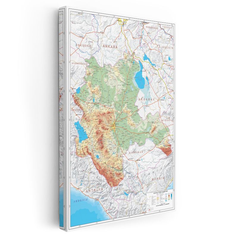 Konya - Fiziki Haritası Kanvas Tablo