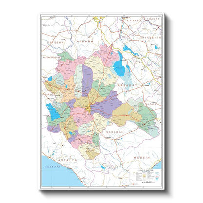Konya - İl Haritası Kanvas Tablo