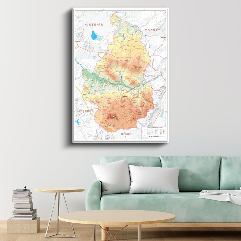Nevşehir - Fiziki Haritası Kanvas Tablo