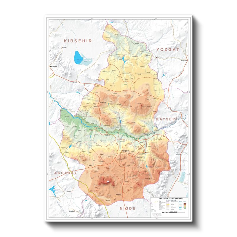 Nevşehir - Fiziki Haritası Kanvas Tablo