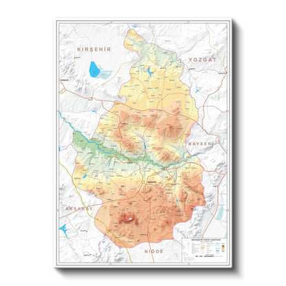 Nevşehir - Fiziki Haritası Kanvas Tablo