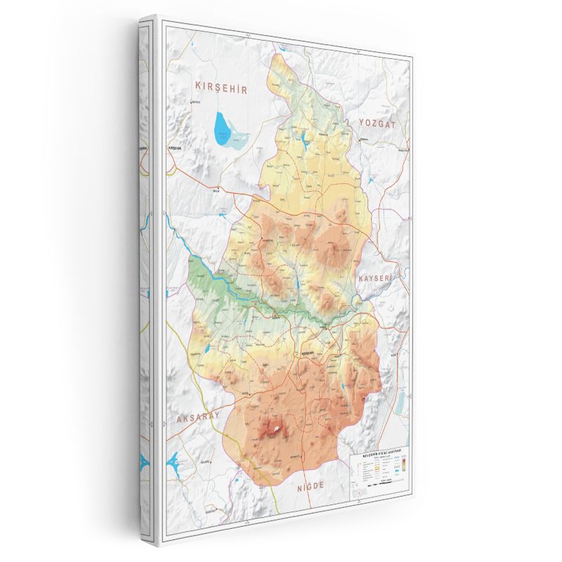 Nevşehir - Fiziki Haritası Kanvas Tablo
