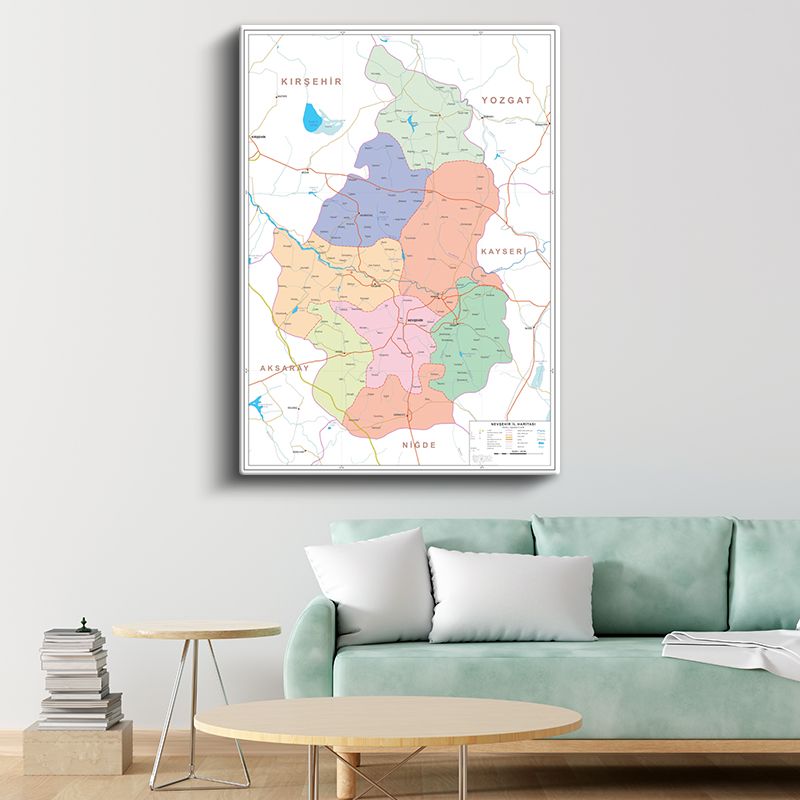 Nevşehir - İl Haritası Kanvas Tablo