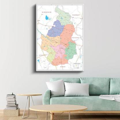 Nevşehir - İl Haritası Kanvas Tablo