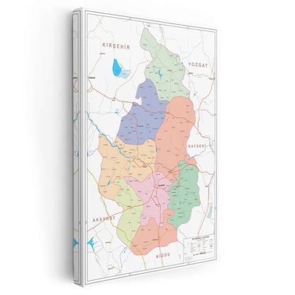 Nevşehir - İl Haritası Kanvas Tablo