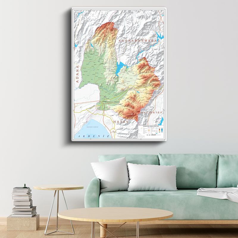 Osmaniye - Fiziki Haritası Kanvas Tablo