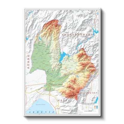 Osmaniye - Fiziki Haritası Kanvas Tablo
