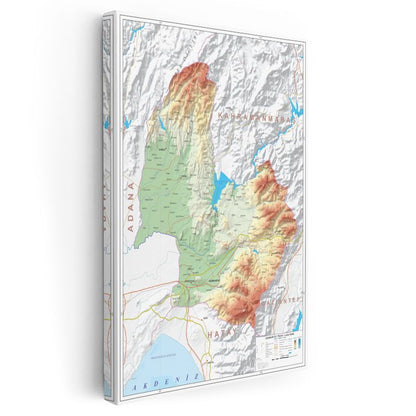 Osmaniye - Fiziki Haritası Kanvas Tablo