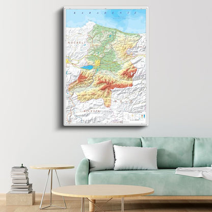 Sakarya - Fiziki Haritası Kanvas Tablo