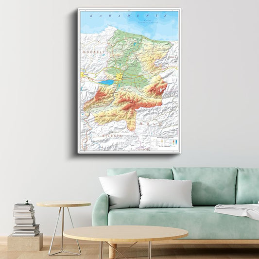 Sakarya - Fiziki Haritası Kanvas Tablo