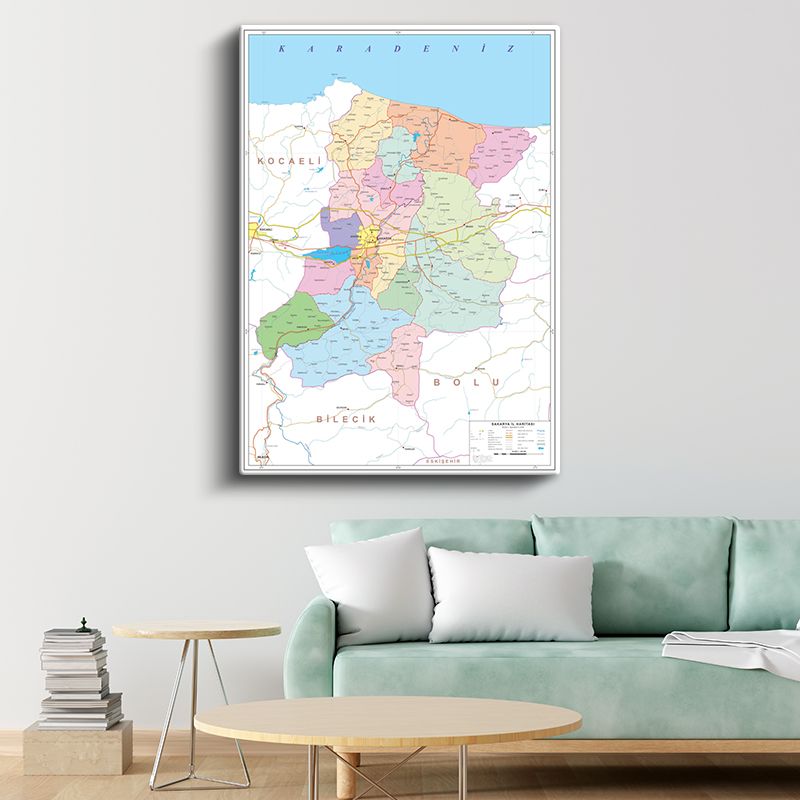Sakarya - İl Haritası Kanvas Tablo