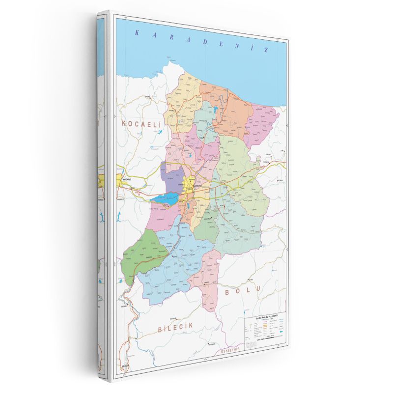 Sakarya - İl Haritası Kanvas Tablo