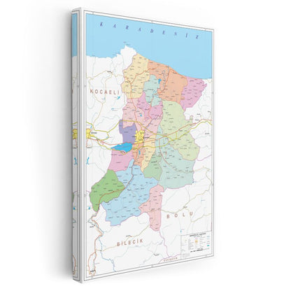 Sakarya - İl Haritası Kanvas Tablo
