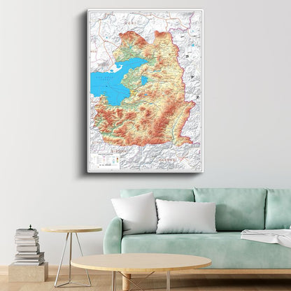 Van - Fiziki Haritası Kanvas Tablo