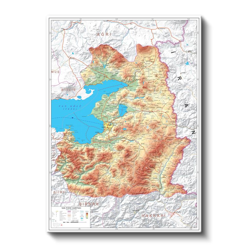 Van - Fiziki Haritası Kanvas Tablo