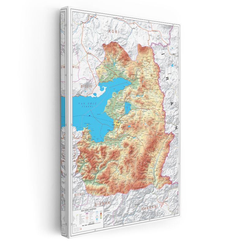 Van - Fiziki Haritası Kanvas Tablo