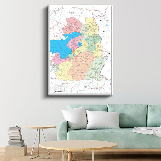 Van - İl Haritası Kanvas Tablo