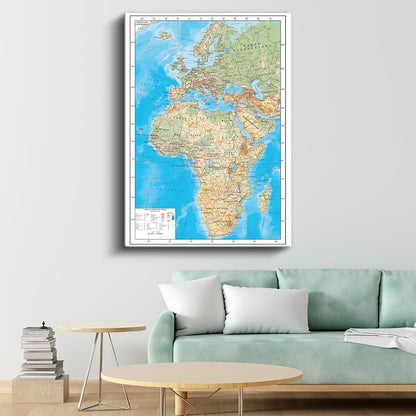 Afrika & Avrupa - Fiziki Haritası Kanvas Tablo