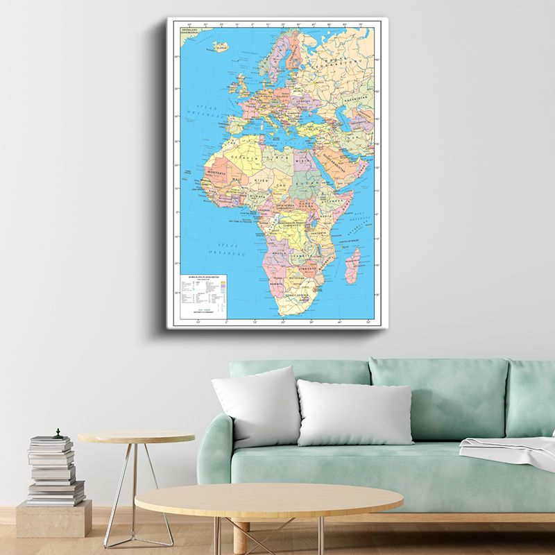Afrika & Avrupa - Siyasi Haritası Kanvas Tablo