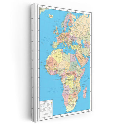 Afrika & Avrupa - Siyasi Haritası Kanvas Tablo
