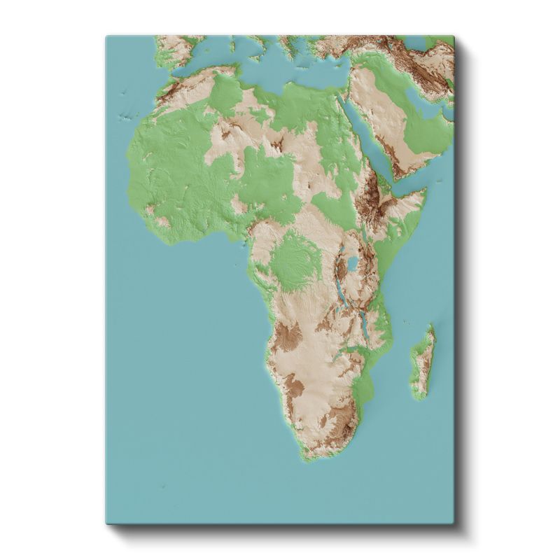 Afrika - Fiziki Haritası Kanvas Tablo