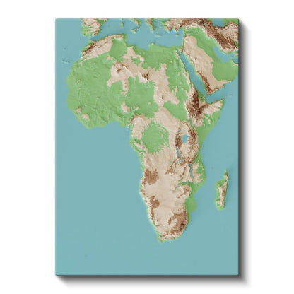 Afrika - Fiziki Haritası Kanvas Tablo