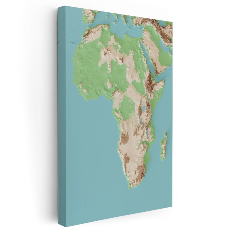 Afrika - Fiziki Haritası Kanvas Tablo