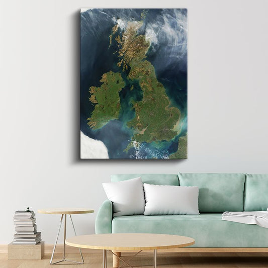 İngiltere & İrlanda - Fiziki Haritası Kanvas Tablo