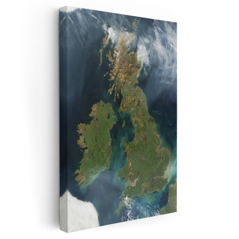 İngiltere & İrlanda - Fiziki Haritası Kanvas Tablo