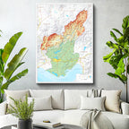 Dikey Kanvas Tablo Adana Fiziki Harita Görünümü Harita Tablosu Ev Ofis Duvar Dekoru