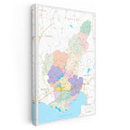 Dikey Kanvas Tablo Adana İlçeler ve Sınırlar Harita Tablosu Ev Ofis Duvar Dekoru