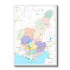 Dikey Kanvas Tablo Adana İlçeler ve Sınırlar Harita Tablosu Ev Ofis Duvar Dekoru