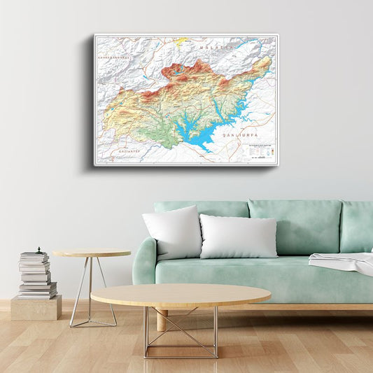 Adıyaman - Fiziki Haritası Kanvas Tablo