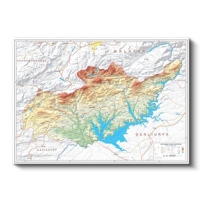 Adıyaman - Fiziki Haritası Kanvas Tablo
