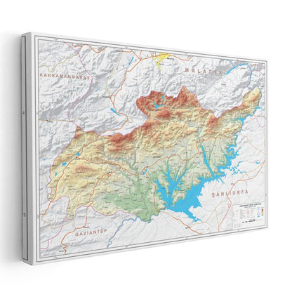 Adıyaman - Fiziki Haritası Kanvas Tablo