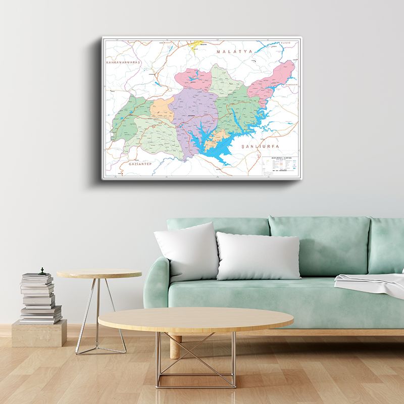 Adıyaman - İl Haritası Kanvas Tablo