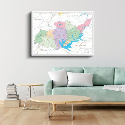 Adıyaman - İl Haritası Kanvas Tablo