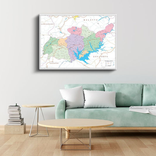 Adıyaman - İl Haritası Kanvas Tablo