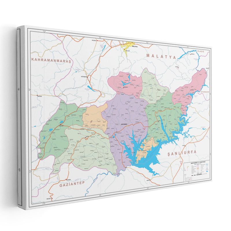 Adıyaman - İl Haritası Kanvas Tablo