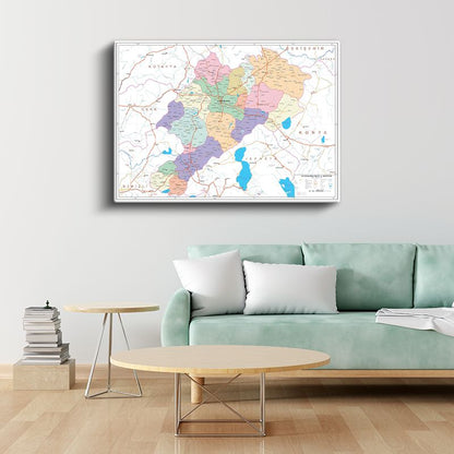 Afyonkarahisar - İl Haritası Kanvas Tablo