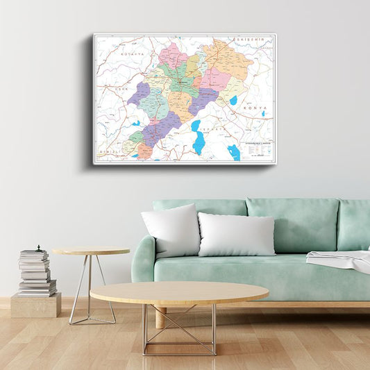 Afyonkarahisar - İl Haritası Kanvas Tablo