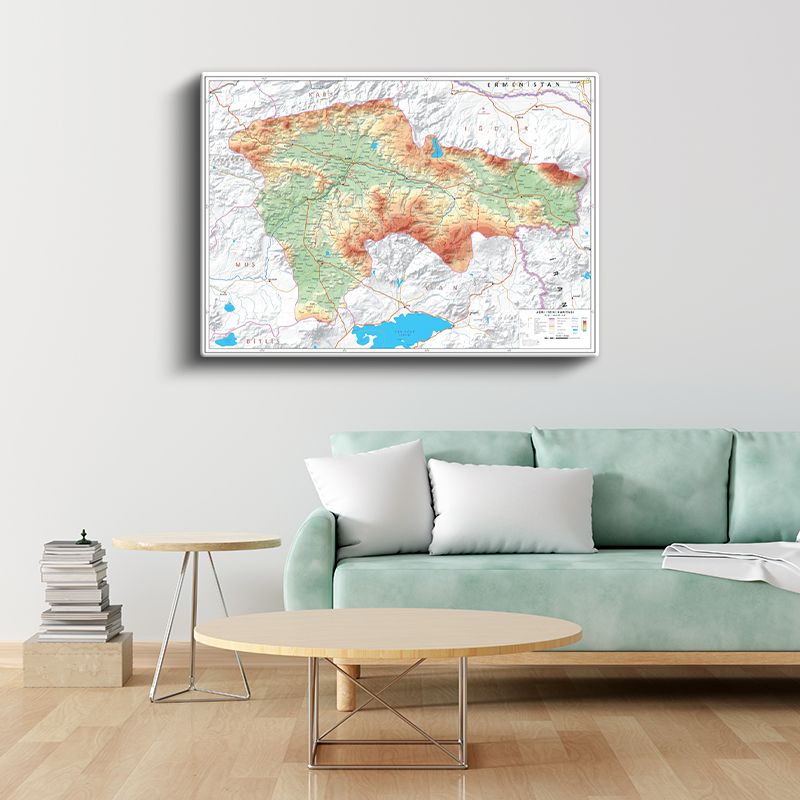Ağrı - Fiziki Haritası Kanvas Tablo