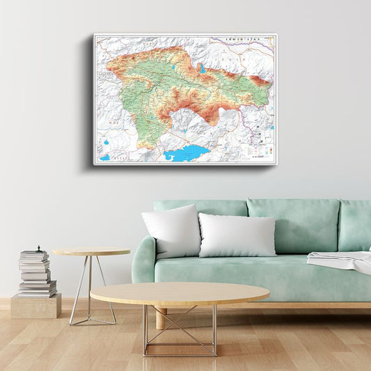 Ağrı - Fiziki Haritası Kanvas Tablo
