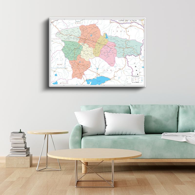 Ağrı - İl Haritası Kanvas Tablo