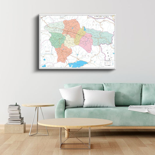 Ağrı - İl Haritası Kanvas Tablo