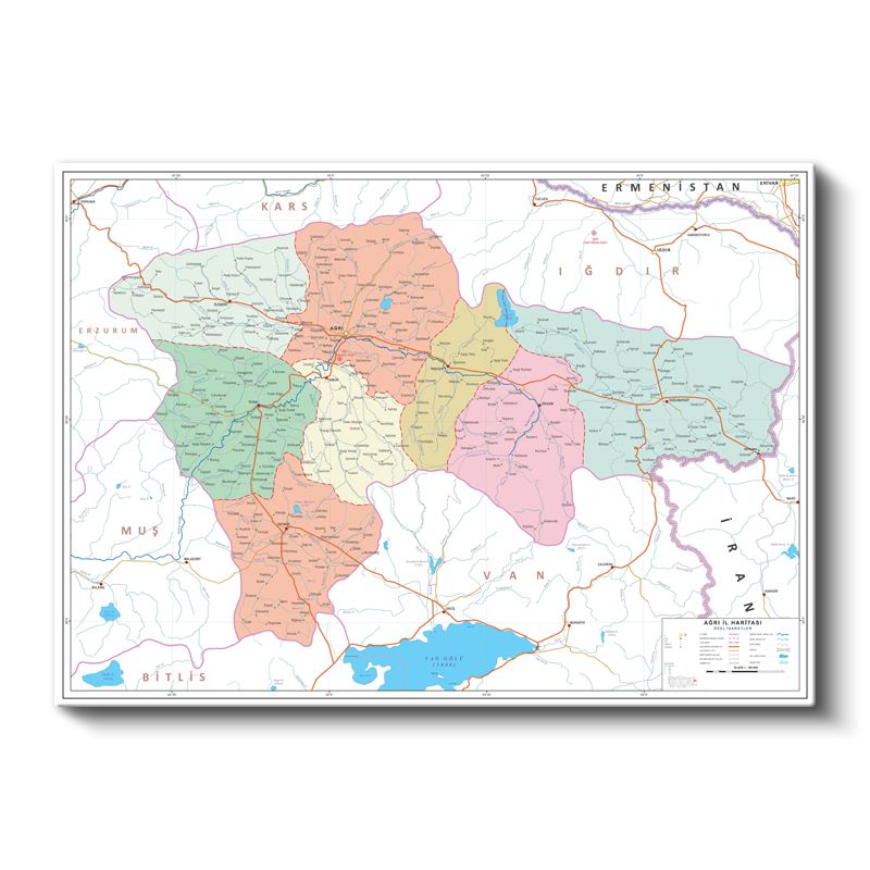 Ağrı - İl Haritası Kanvas Tablo