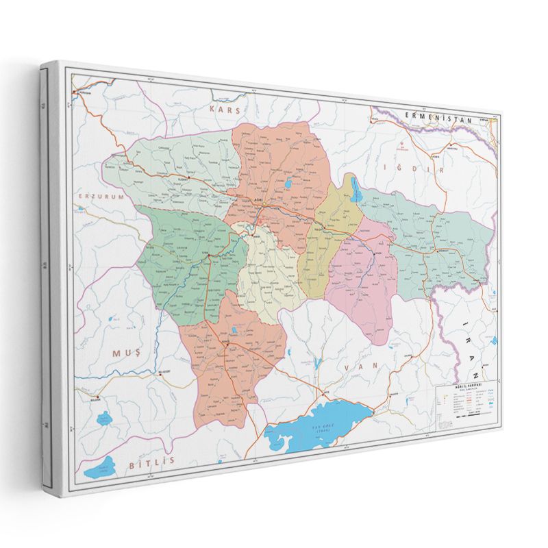 Ağrı - İl Haritası Kanvas Tablo
