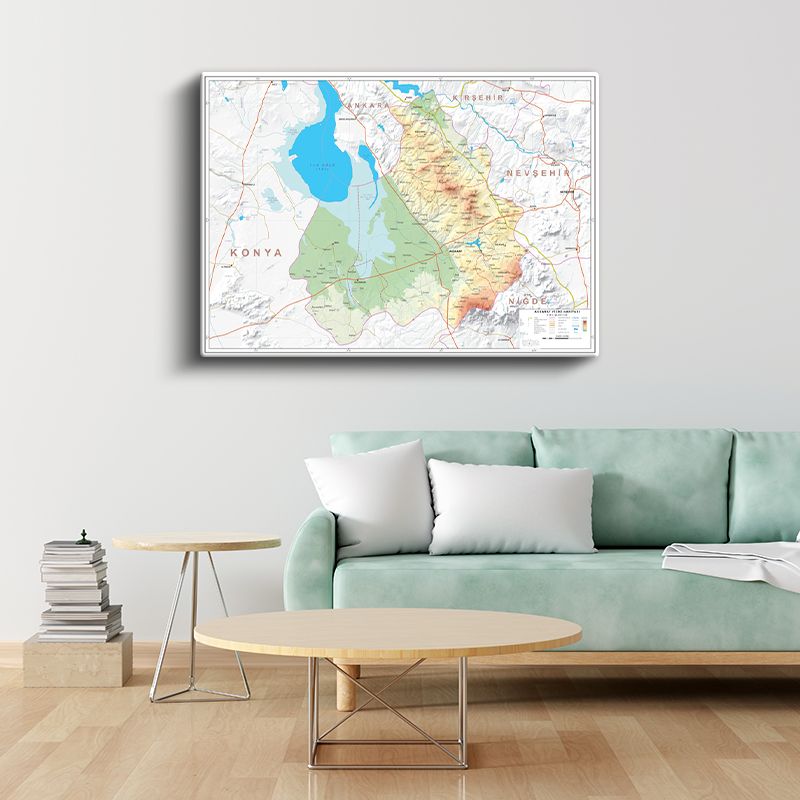 Aksaray - Fiziki Haritası Kanvas Tablo